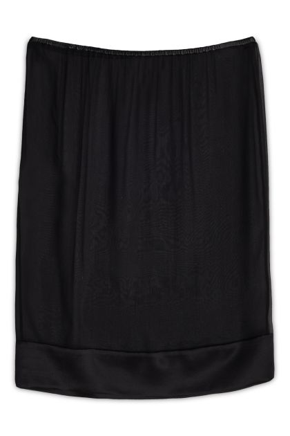 Midi skirt in black silk muslin
