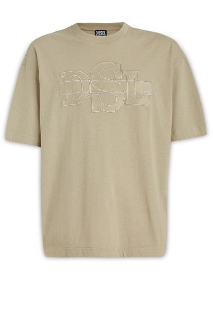 Oversized t-shirt in dark beige cotton