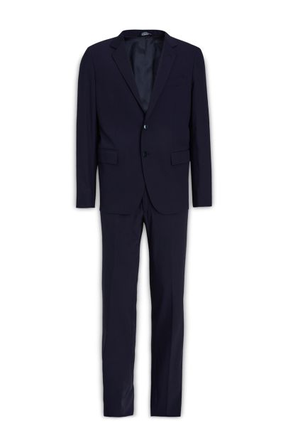 Two-pieces suit in dark blue stretch wool blend