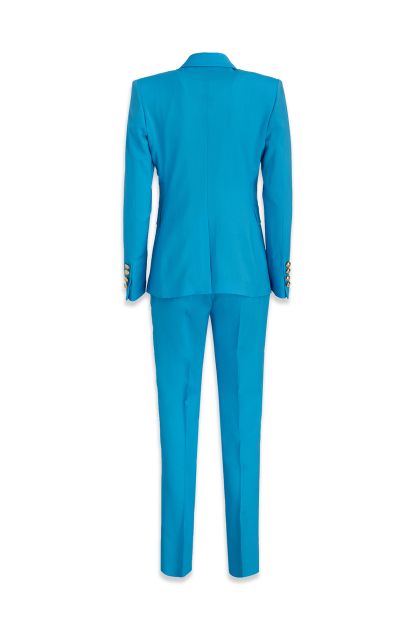 Suit in turquoise wool