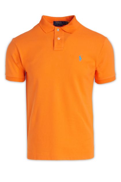 Polo shirt in orange cotton piqué