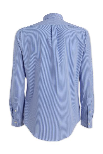 Shirt in sky blue and white stretch cotton