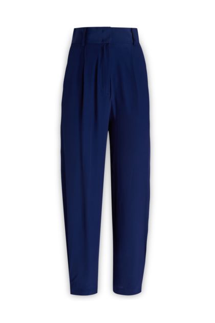 Trousers in indigo silk blend