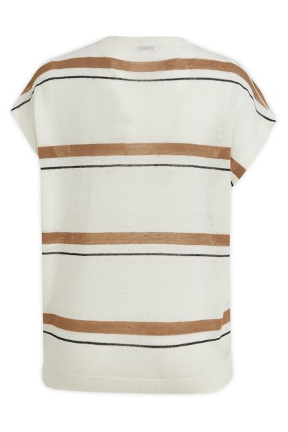 T-shirt in multicoloured linen and cotton knit 