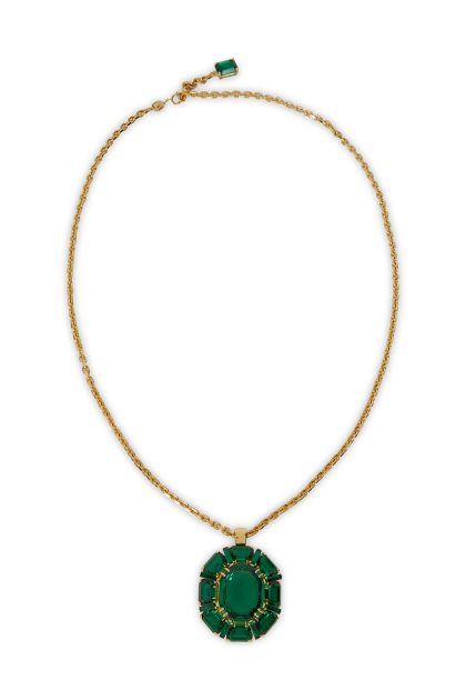 Millennia gold-plated necklace with green crystals 