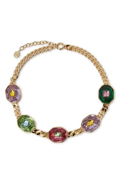 Chroma choker in multicolored crystal