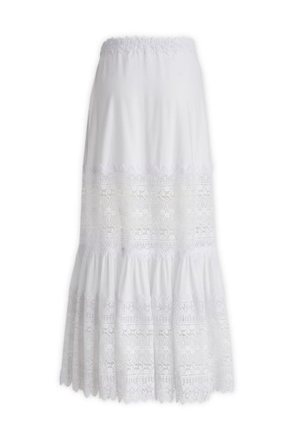 Long skirt in white cotton