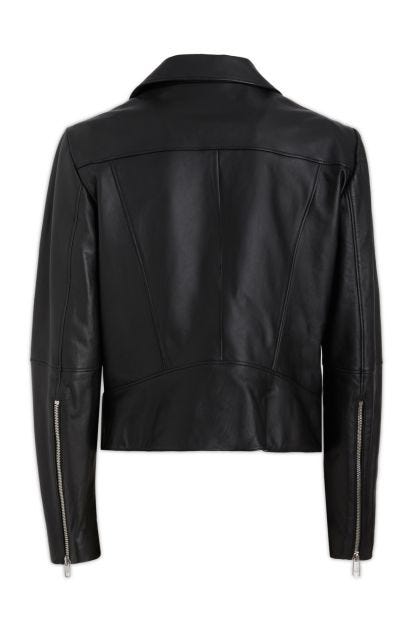 Cropped jacket in black nappa