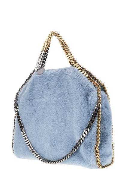 Powder blue synthetic fur Falabella shopping bag