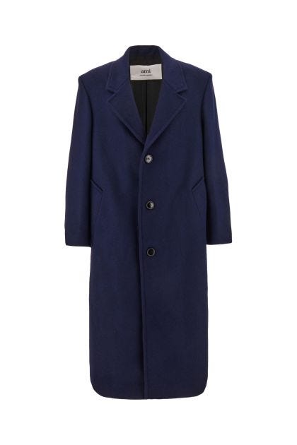Blue wool blend coat
