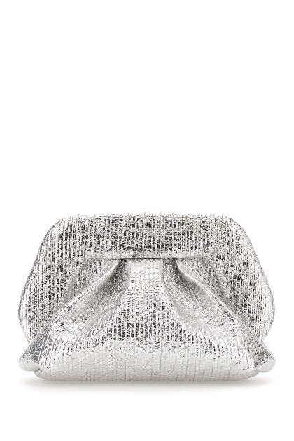 Silver synthetic leather Gia clutch