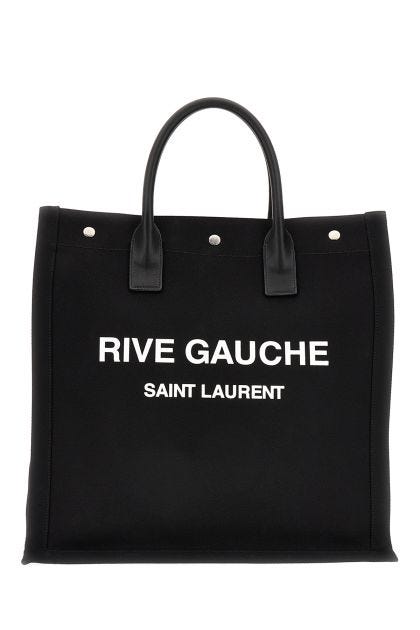 Black linen Rive Gauche North/South shopping bag