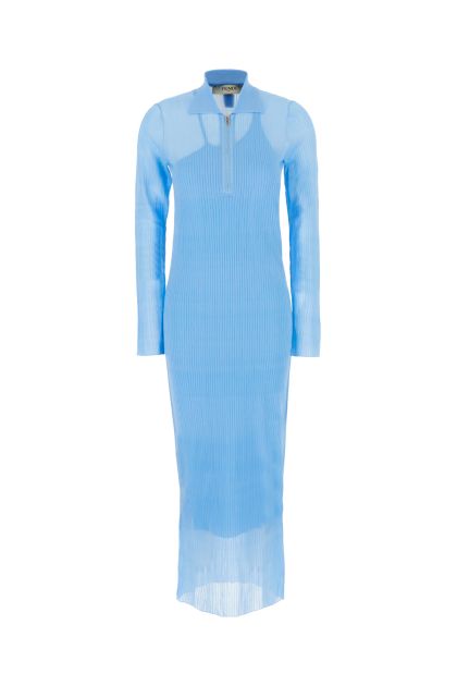 Light blue silk blend long dress