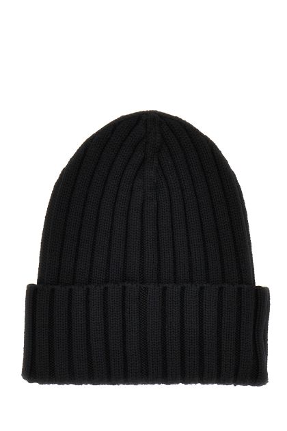 Black wool beanie hat