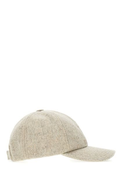 Melange grey wool baseball cap