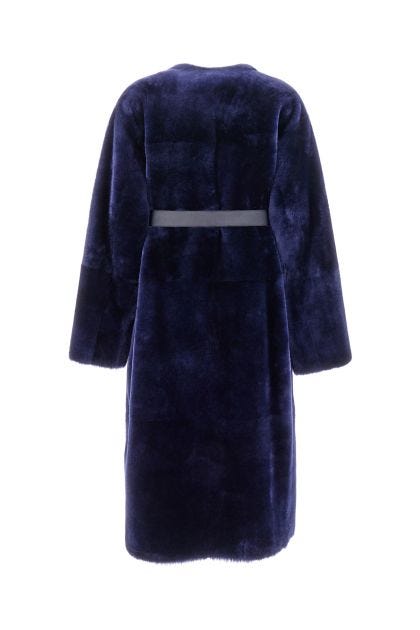Blue shearling reversible coat