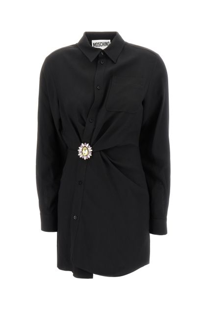 Black acetate blend shirt dress
