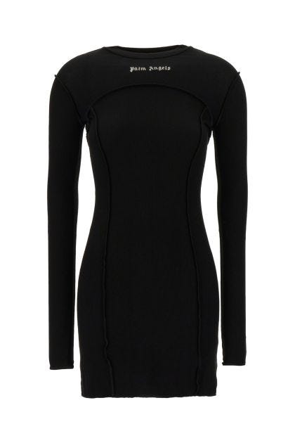Black stretch cotton mini dress 