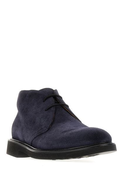 Midnight blue suede ankle boots