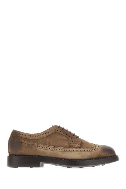 Brown suede lace-up shoes