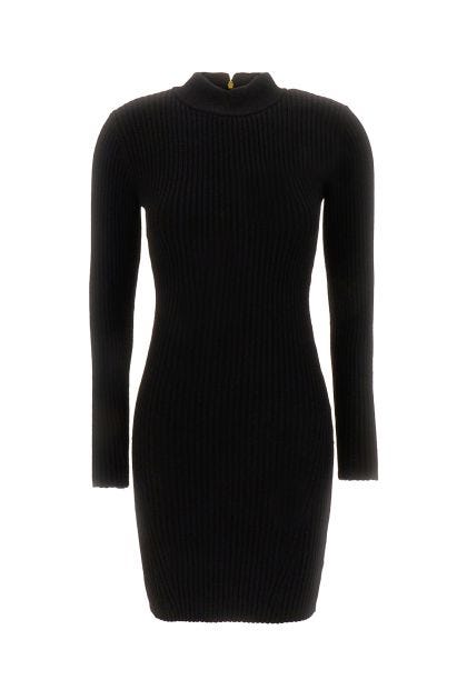 Black stretch wool blend dress