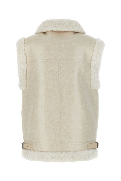 Ivory eco shearling reversible sleeveless jacket