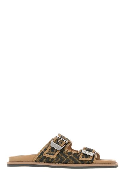 Embroidered canvas Fendi Feel sandals