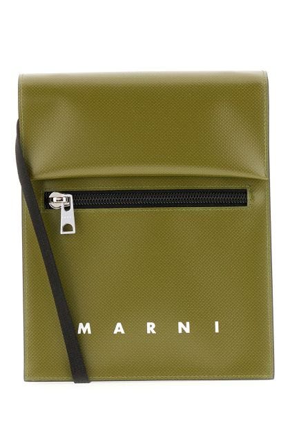 Military green synthetic leather crossbody bag