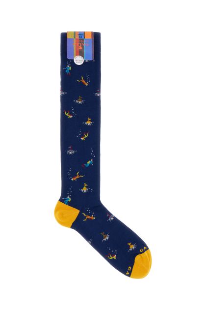 Embroidered stretch cotton blend socks