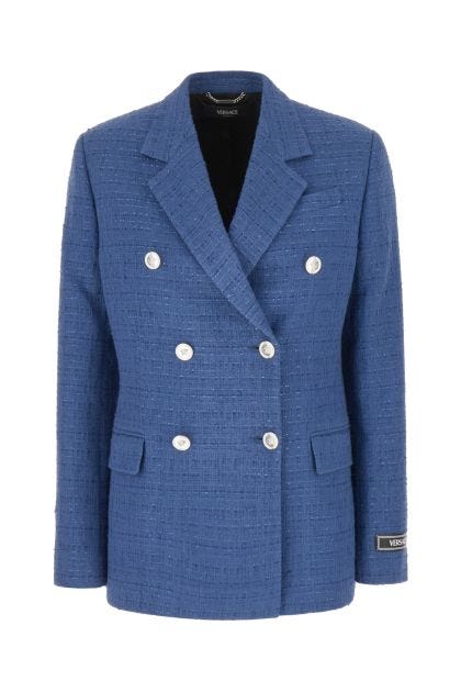 Blue cotton blend blazer